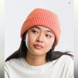 Urban Outfitters Vibrant Orange and White Knit Hat